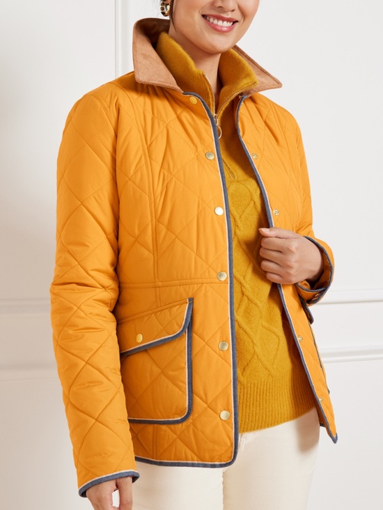 Talbots Jackets & Blazers - Talbots Women XS Mustard Yellow Corduroy Collar Quilted Barn Jacket NWOT